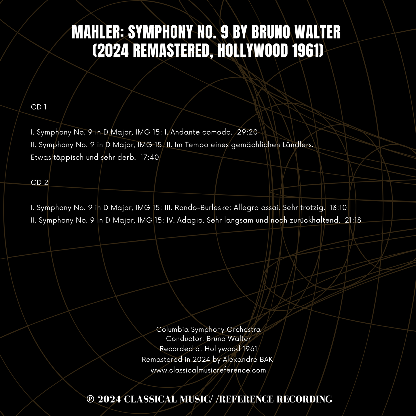 Mahler: Symphony No. 9 by Bruno Walter (2024 Remastered, Hollywood 1961)