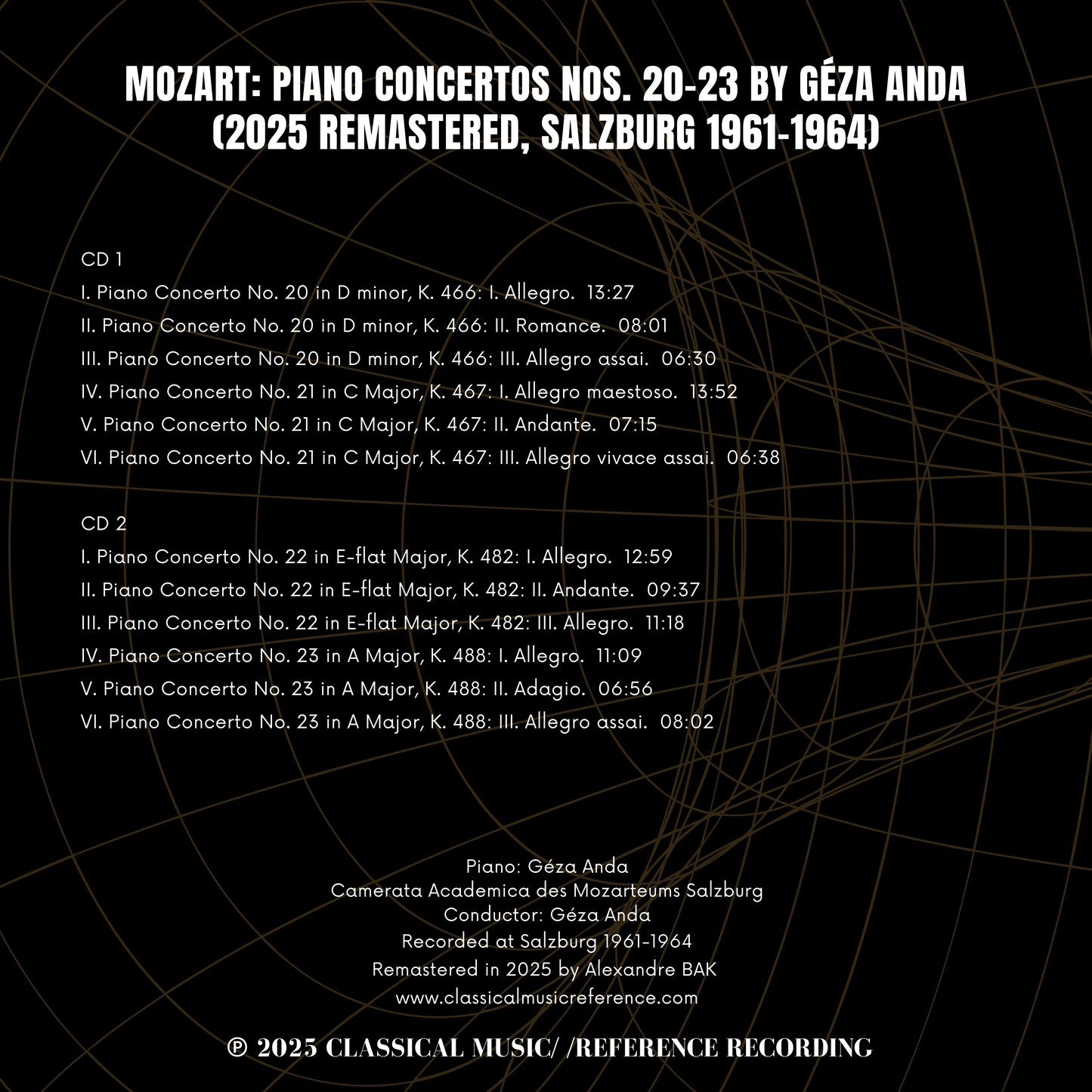 Mozart : Piano Concertos Nos. 20-23 by Géza Anda (2025 Remastered, Salzburg 1961-1964)