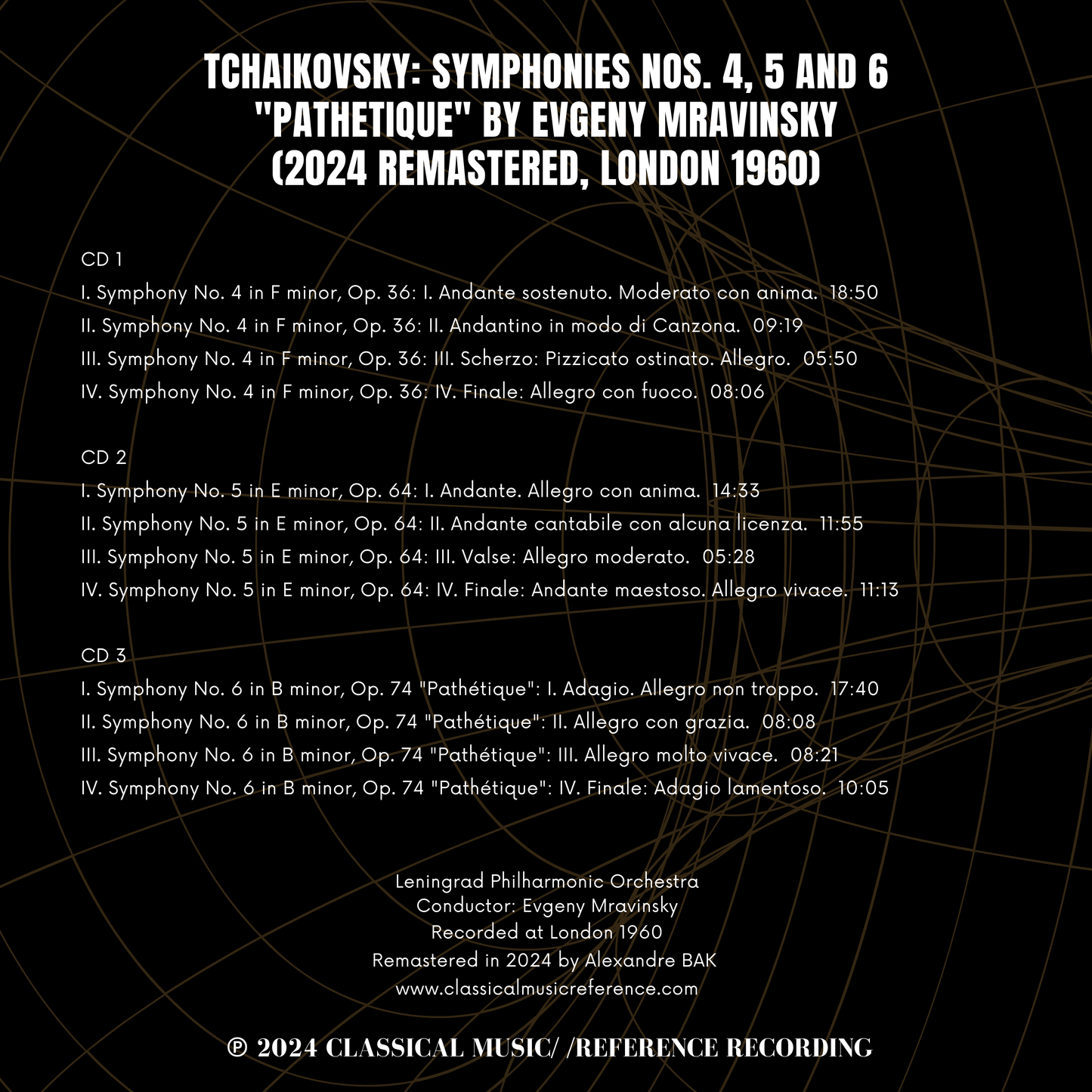 Tchaikovsky: Symphonies Nos. 4, 5 and 6 Pathetique by Evgeny Mravinsky (2024 Remastered, London 1960)
