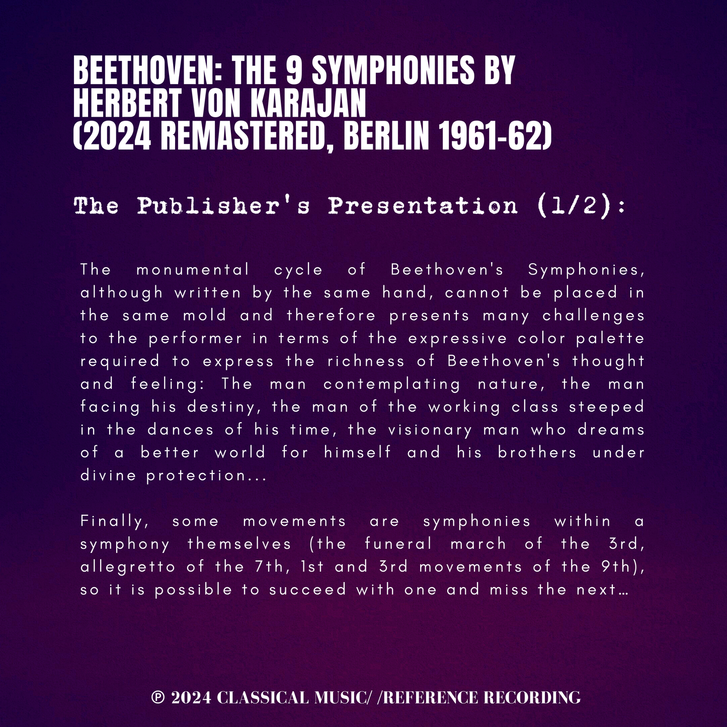 Beethoven: The 9 Symphonies by Herbert von Karajan (2024 Remastered, Berlin 1961-62)
