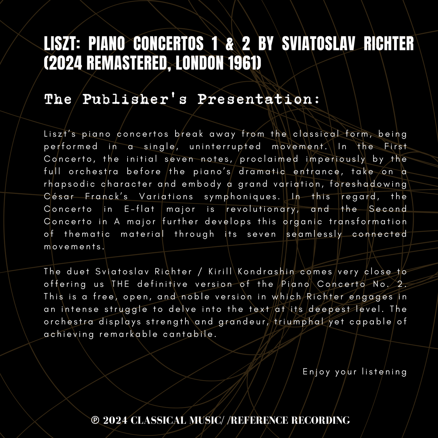 Liszt : Piano Concertos 1 & 2 by Sviatoslav Richter (2024 Remastered, London 1961)
