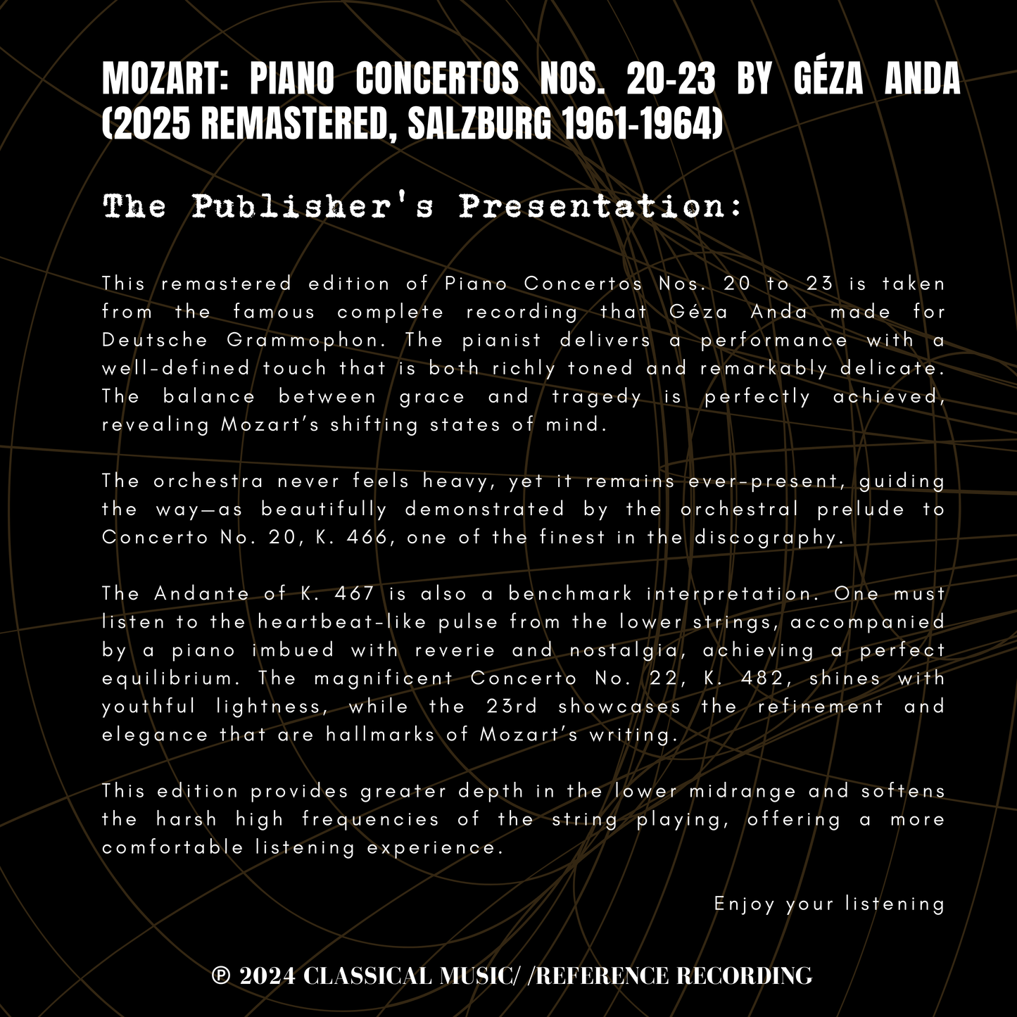 Mozart : Piano Concertos Nos. 20-23 by Géza Anda (2025 Remastered, Salzburg 1961-1964)