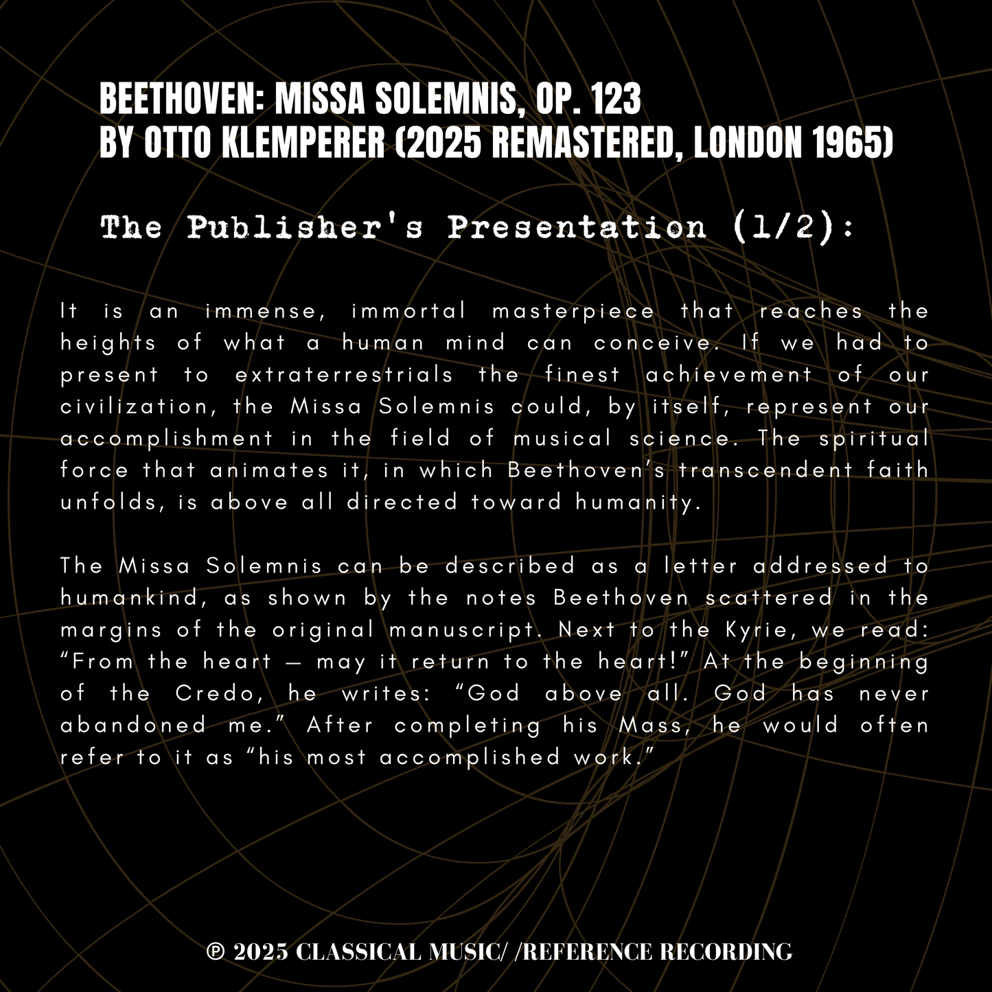 Beethoven : Missa Solemnis, Op. 123 by Otho Klemperer (2025 Remastered, London 1965)