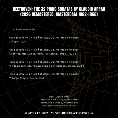 Beethoven: The 32 Piano Sonatas by Claudio Arrau (2026 Remastered, Amsterdam 1962-1966) - CMRR Music Publishing