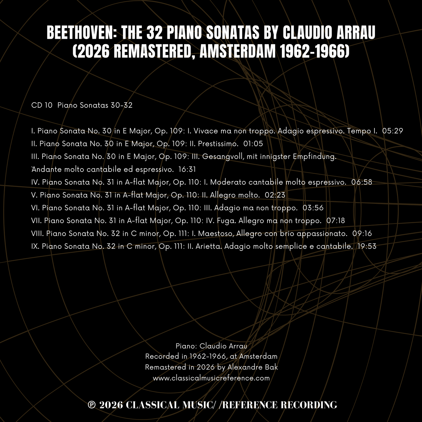 Beethoven: The 32 Piano Sonatas by Claudio Arrau (2026 Remastered, Amsterdam 1962-1966) - CMRR Music Publishing