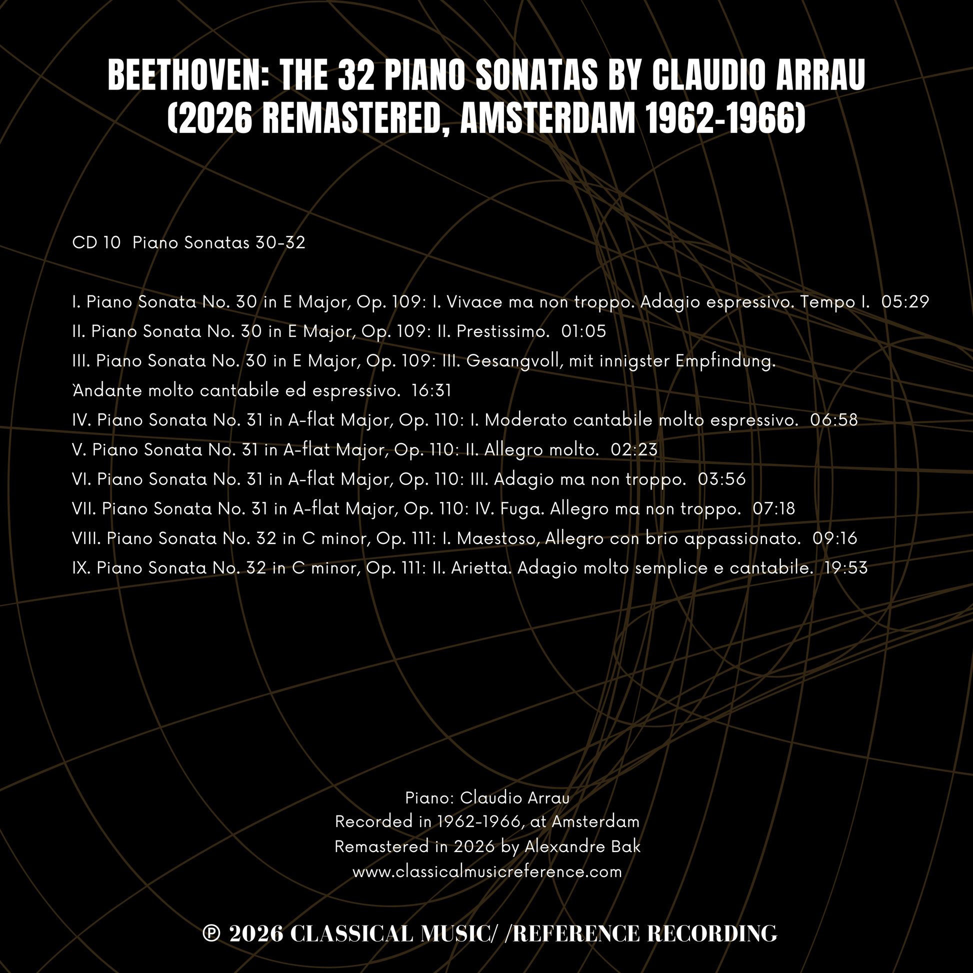 Beethoven: The 32 Piano Sonatas by Claudio Arrau (2026 Remastered, Amsterdam 1962-1966) - CMRR Music Publishing