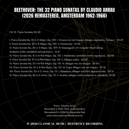 Beethoven: The 32 Piano Sonatas by Claudio Arrau (2026 Remastered, Amsterdam 1962-1966) - CMRR Music Publishing