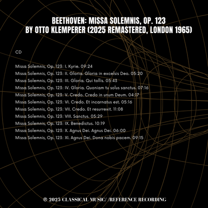 Beethoven: Missa Solemnis, Op. 123 by Otto Klemperer (2025 Remastered, London 1965) - CMRR Music Publishing