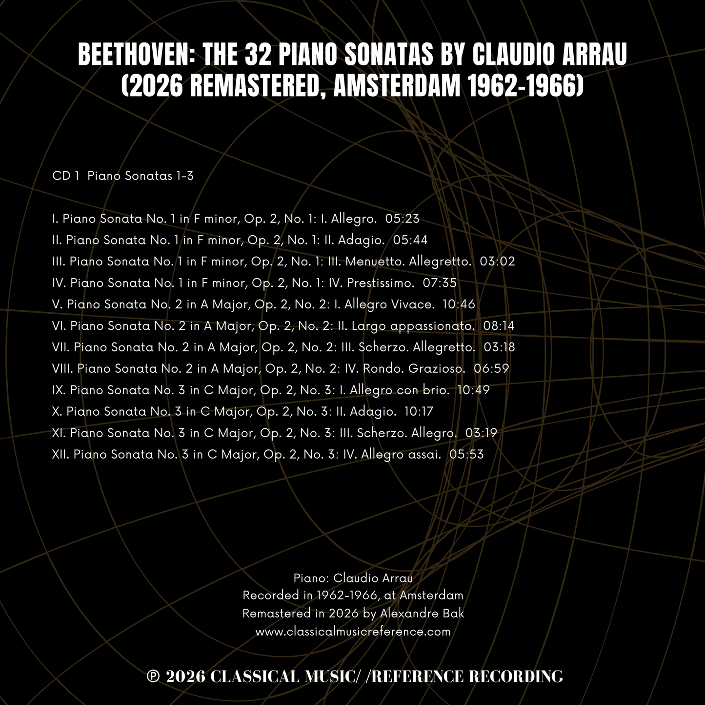 Beethoven: The 32 Piano Sonatas by Claudio Arrau (2026 Remastered, Amsterdam 1962-1966) - CMRR Music Publishing