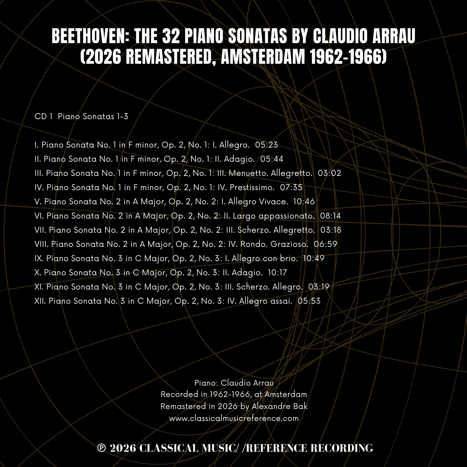 Beethoven: The 32 Piano Sonatas by Claudio Arrau (2026 Remastered, Amsterdam 1962-1966) - CMRR Music Publishing