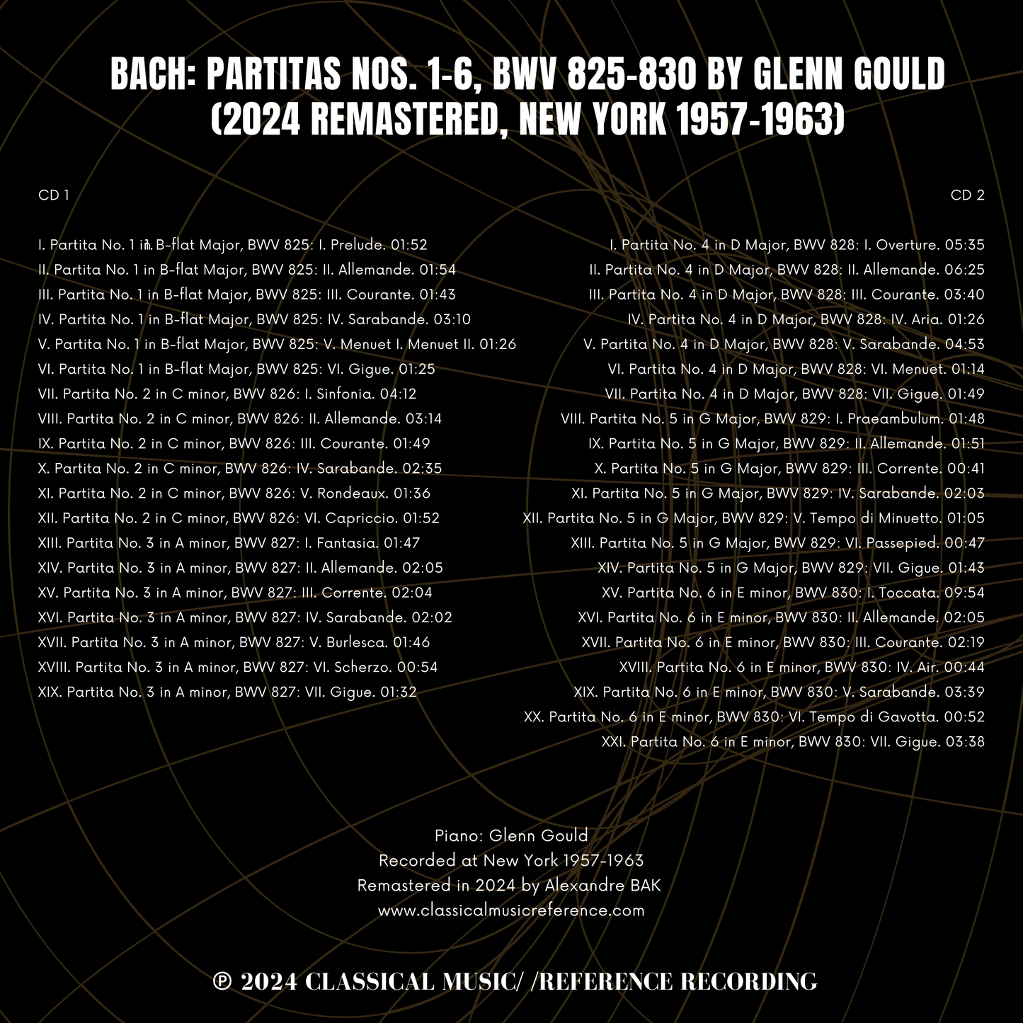 Bach: Partitas Nos. 1-6, BWV 825-830 by Glenn Gould (2024 Remastered, New-York 1957-1963) - CMRR Music Publishing