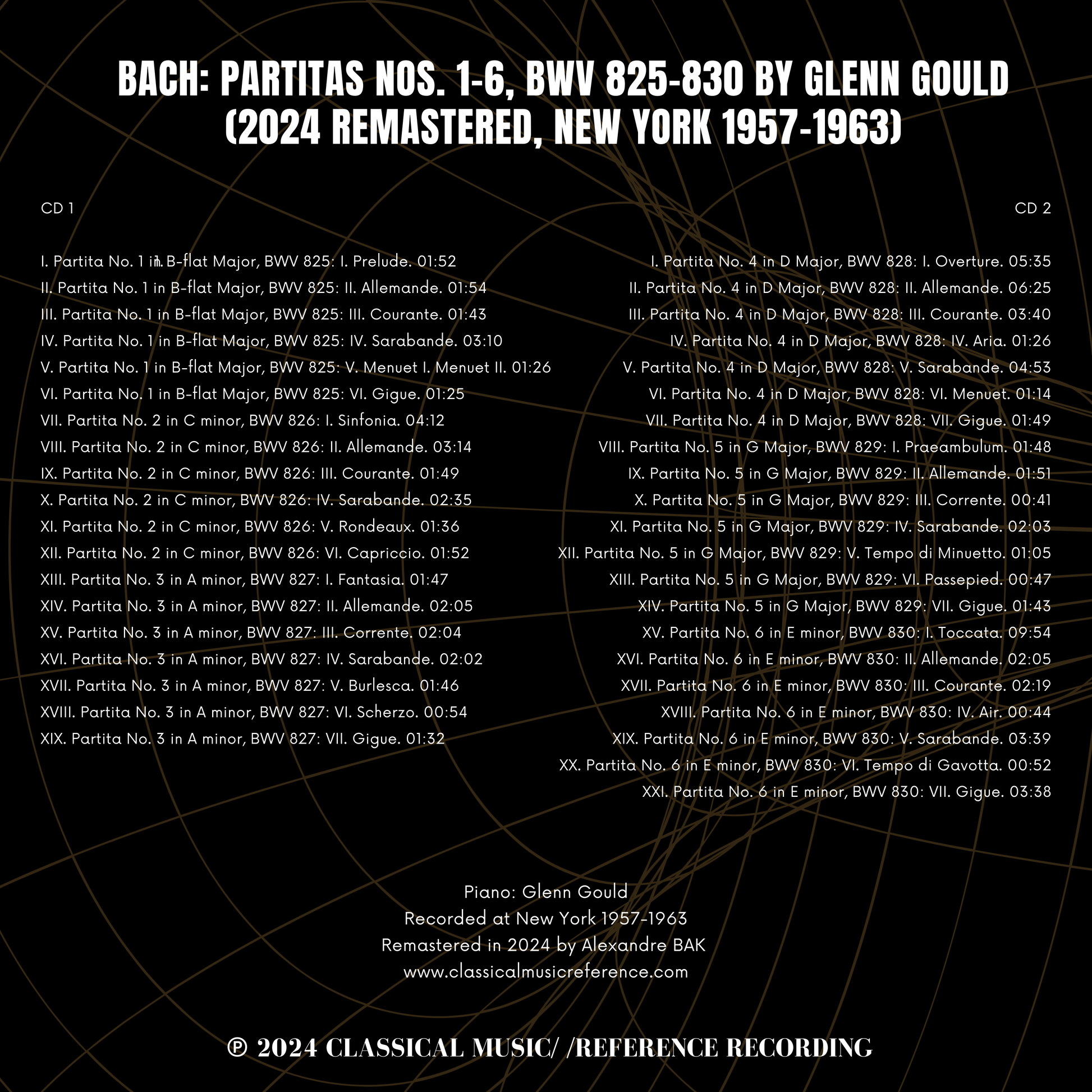 Bach: Partitas Nos. 1-6, BWV 825-830 by Glenn Gould (2024 Remastered, New-York 1957-1963) - CMRR Music Publishing