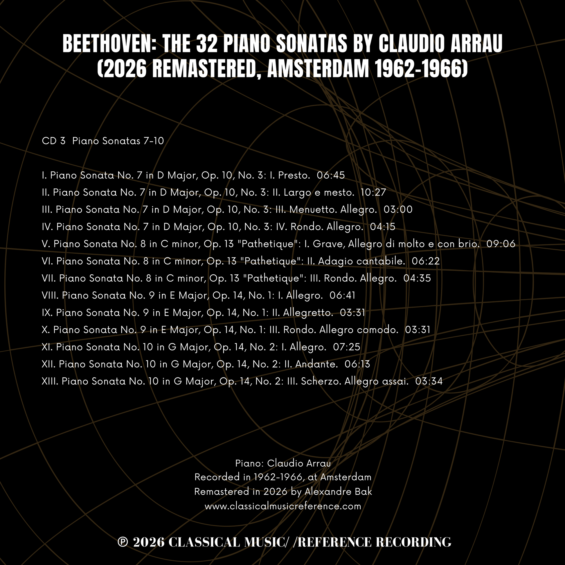 Beethoven: The 32 Piano Sonatas by Claudio Arrau (2026 Remastered, Amsterdam 1962-1966) - CMRR Music Publishing