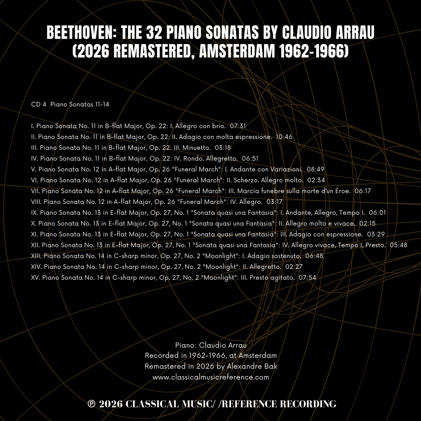 Beethoven: The 32 Piano Sonatas by Claudio Arrau (2026 Remastered, Amsterdam 1962-1966) - CMRR Music Publishing