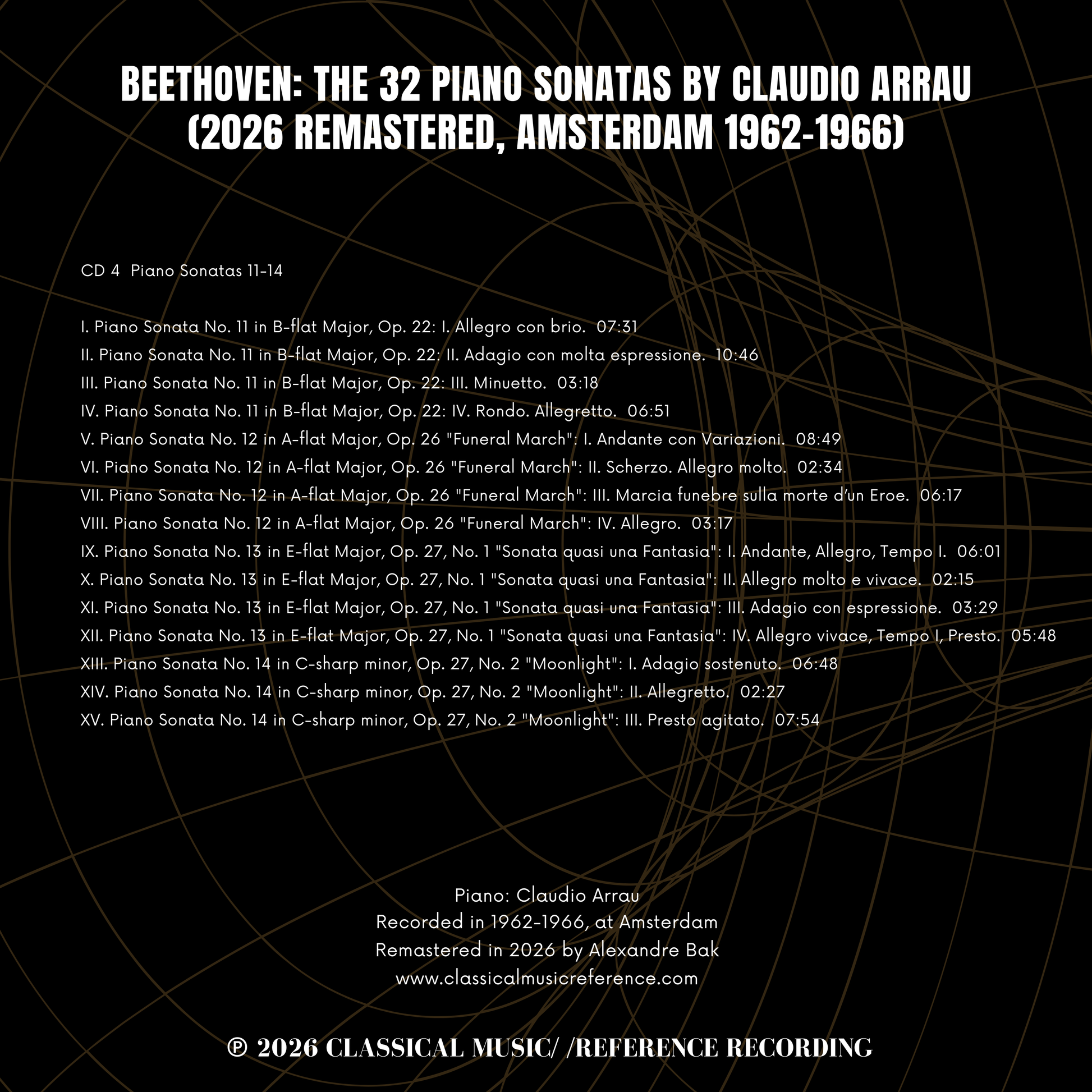 Beethoven: The 32 Piano Sonatas by Claudio Arrau (2026 Remastered, Amsterdam 1962-1966) - CMRR Music Publishing