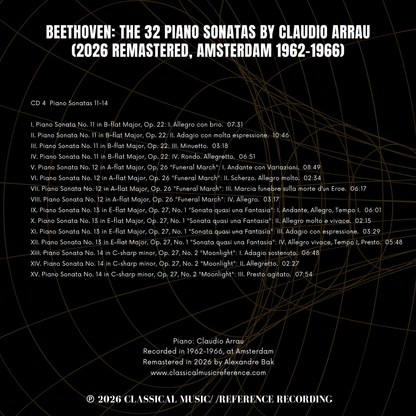 Beethoven: The 32 Piano Sonatas by Claudio Arrau (2026 Remastered, Amsterdam 1962-1966) - CMRR Music Publishing