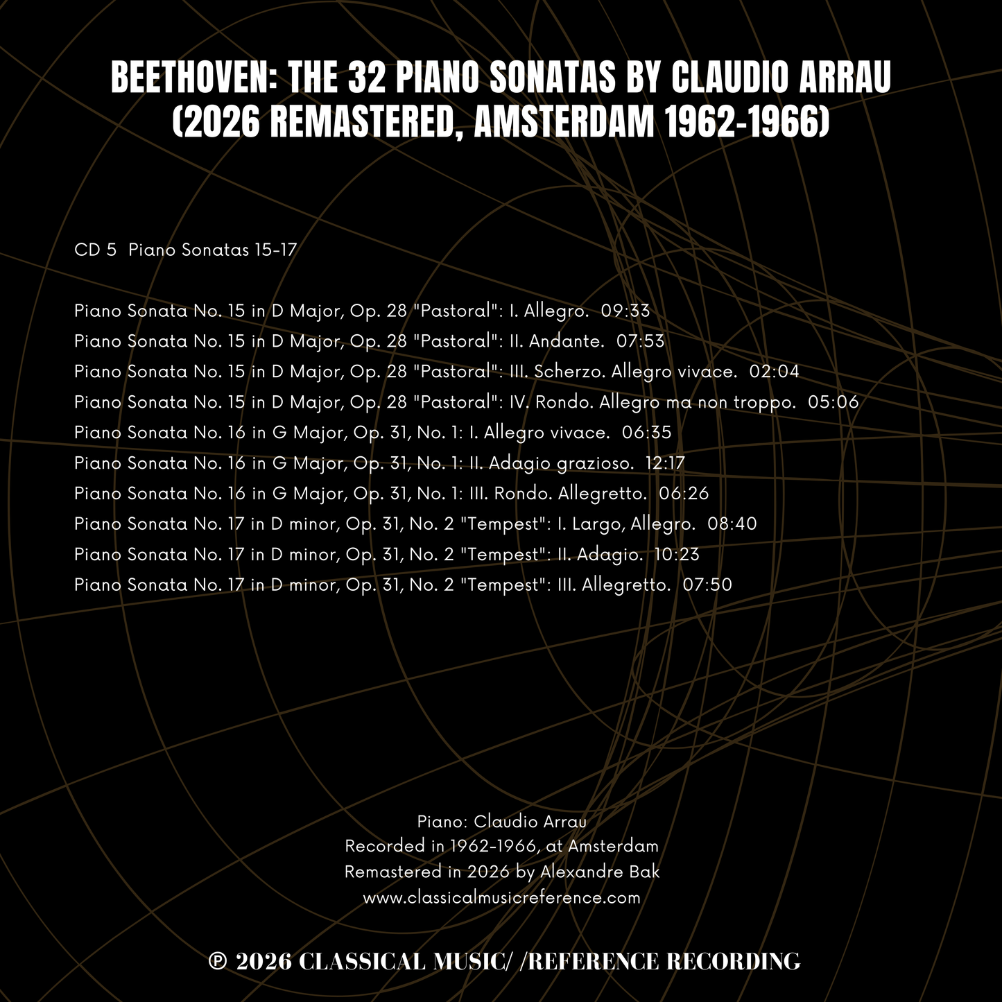 Beethoven: The 32 Piano Sonatas by Claudio Arrau (2026 Remastered, Amsterdam 1962-1966) - CMRR Music Publishing