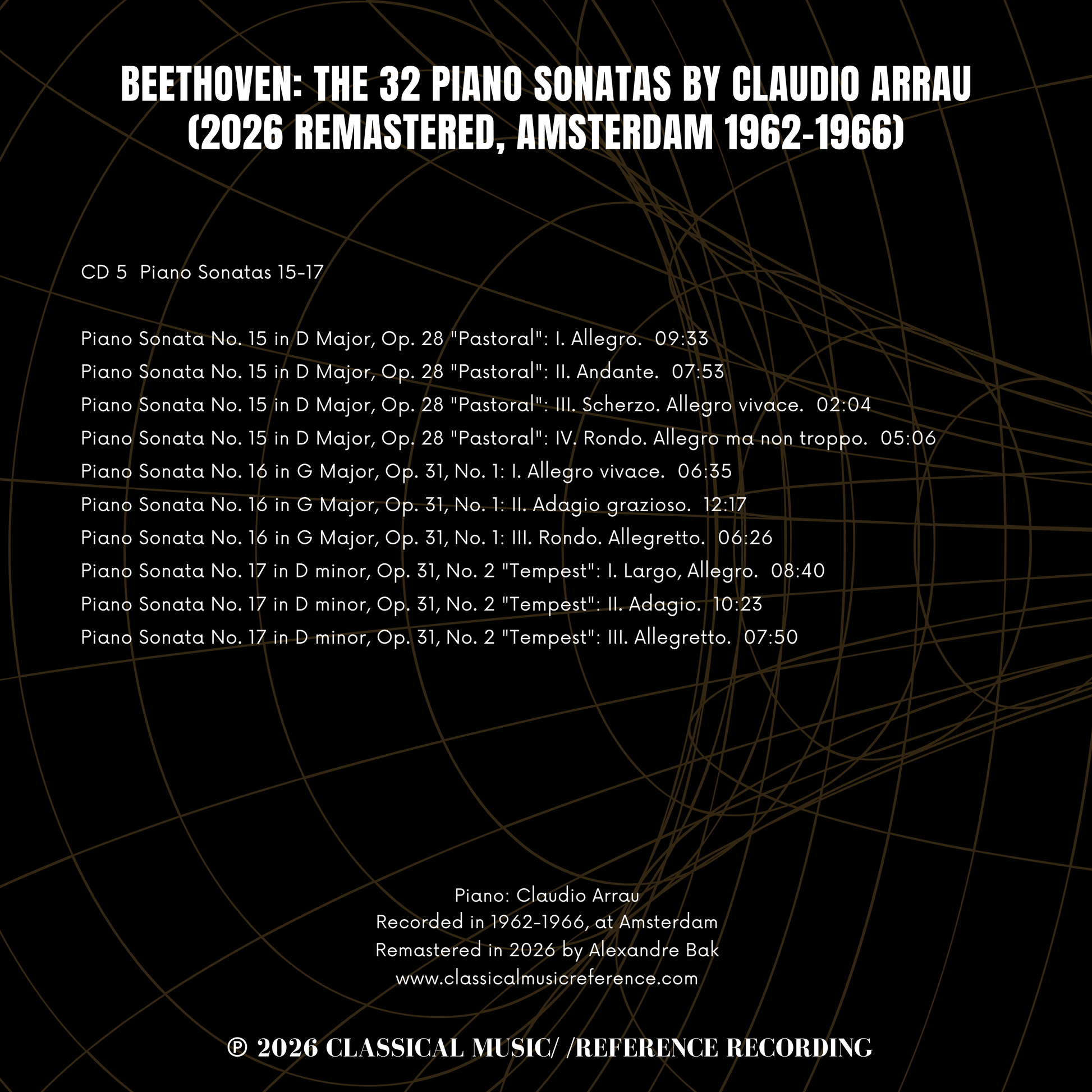 Beethoven: The 32 Piano Sonatas by Claudio Arrau (2026 Remastered, Amsterdam 1962-1966) - CMRR Music Publishing