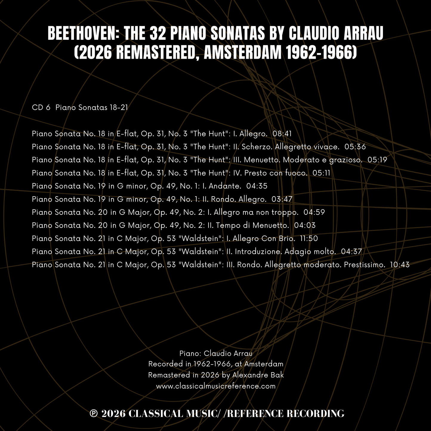 Beethoven: The 32 Piano Sonatas by Claudio Arrau (2026 Remastered, Amsterdam 1962-1966) - CMRR Music Publishing