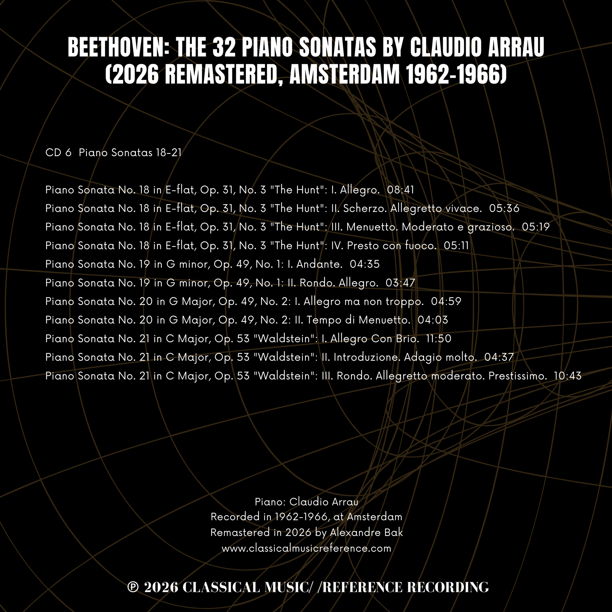 Beethoven: The 32 Piano Sonatas by Claudio Arrau (2026 Remastered, Amsterdam 1962-1966) - CMRR Music Publishing