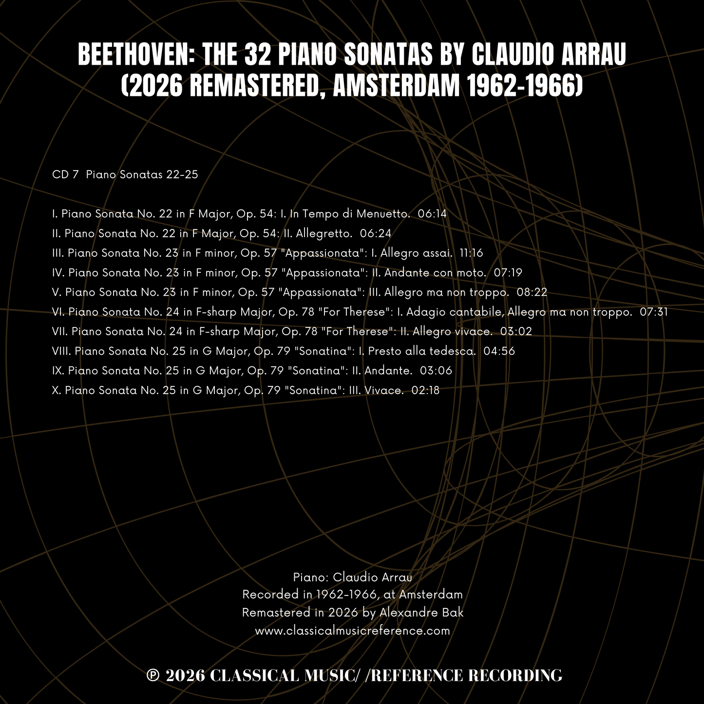 Beethoven: The 32 Piano Sonatas by Claudio Arrau (2026 Remastered, Amsterdam 1962-1966) - CMRR Music Publishing