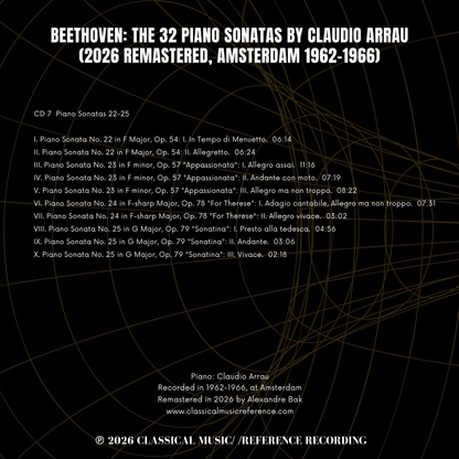 Beethoven: The 32 Piano Sonatas by Claudio Arrau (2026 Remastered, Amsterdam 1962-1966) - CMRR Music Publishing