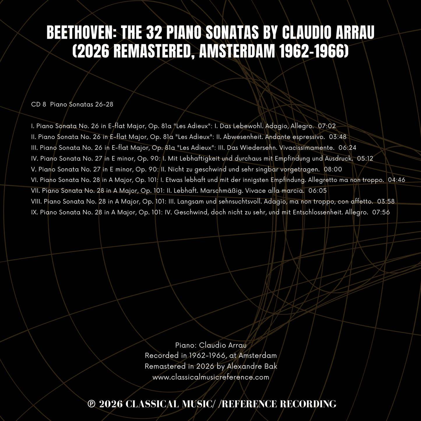 Beethoven: The 32 Piano Sonatas by Claudio Arrau (2026 Remastered, Amsterdam 1962-1966) - CMRR Music Publishing