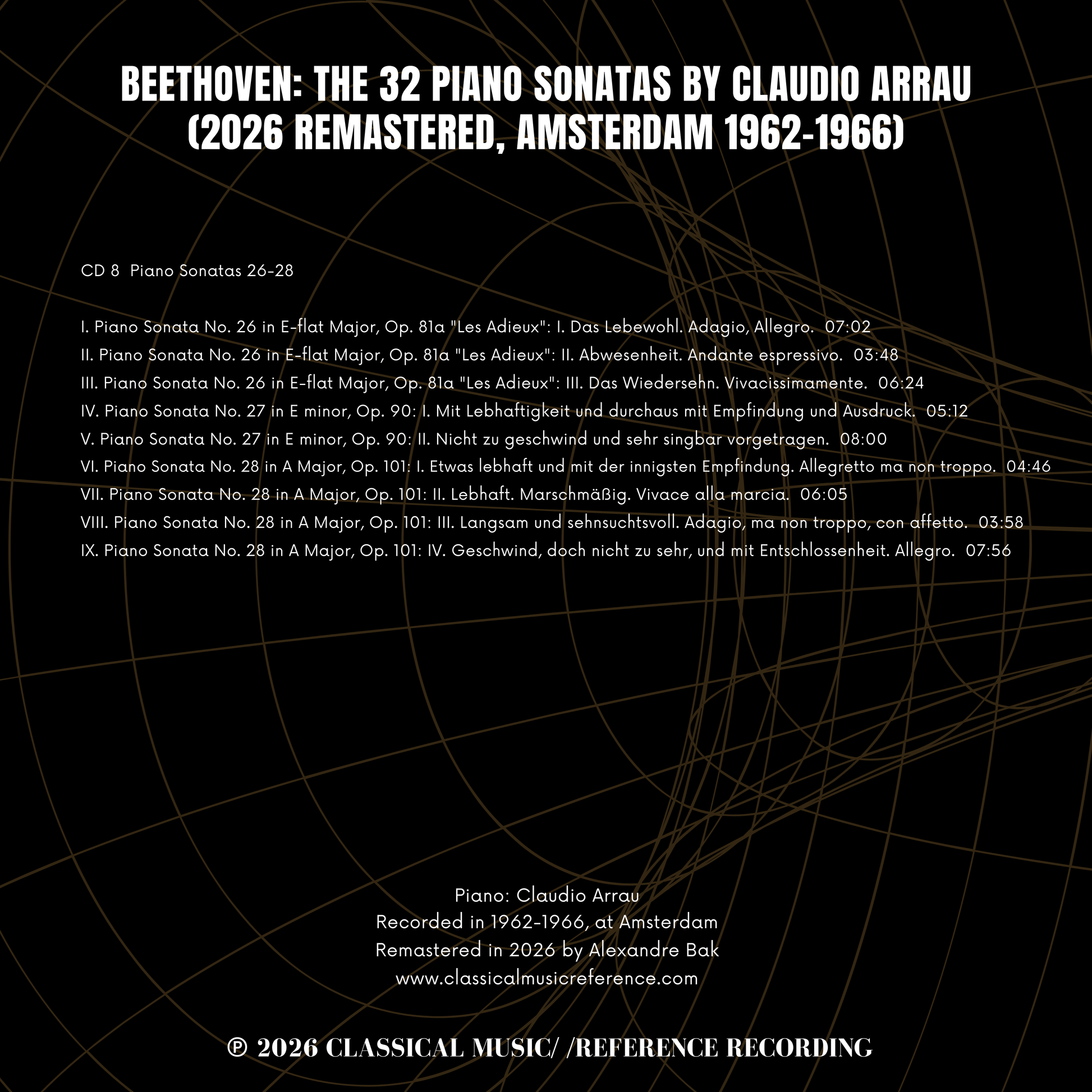 Beethoven: The 32 Piano Sonatas by Claudio Arrau (2026 Remastered, Amsterdam 1962-1966) - CMRR Music Publishing