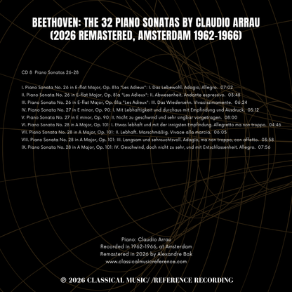 Beethoven: The 32 Piano Sonatas by Claudio Arrau (2026 Remastered, Amsterdam 1962-1966) - CMRR Music Publishing