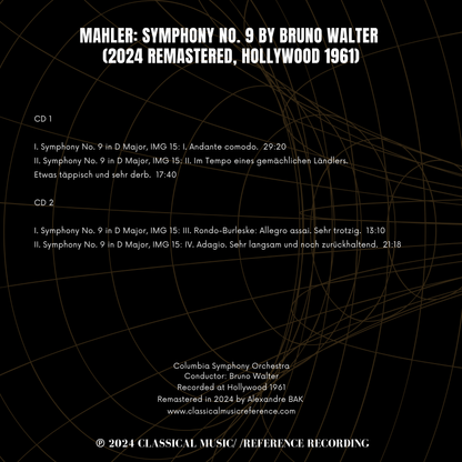Mahler: Symphony No. 9 by Bruno Walter (2024 Remastered, Hollywood 1961)