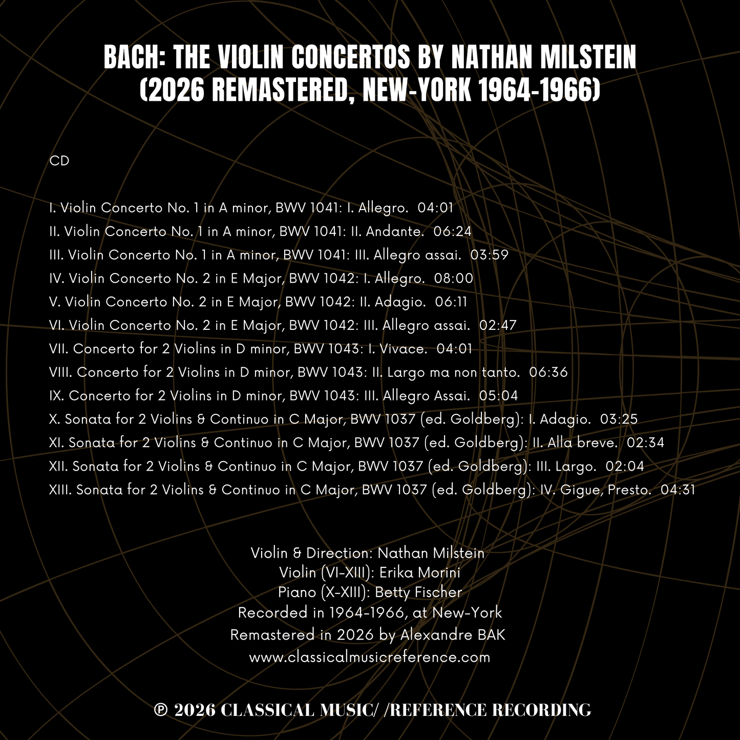 Bach: The Violin Concertos by Nathan Milstein (2026 Remastered, New-York 1964-1966)