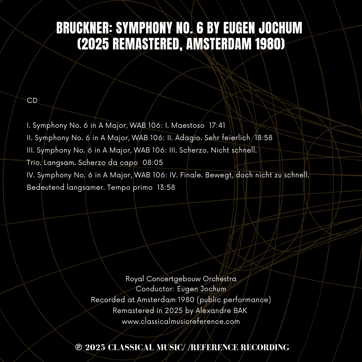 Bruckner: Symphony No. 6 by Eugen Jochum (2025 Remastered, Amsterdam 1980)