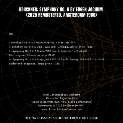 Bruckner: Symphony No. 6 by Eugen Jochum (2025 Remastered, Amsterdam 1980)