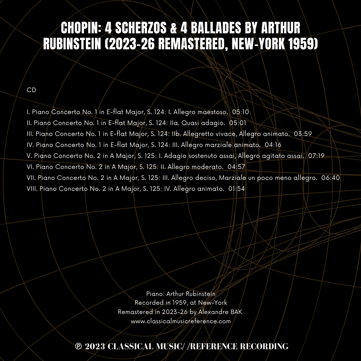Chopin: 4 Scherzos & 4 Ballades by Arthur Rubinstein (2023-26 Remastered, New-York 1959)