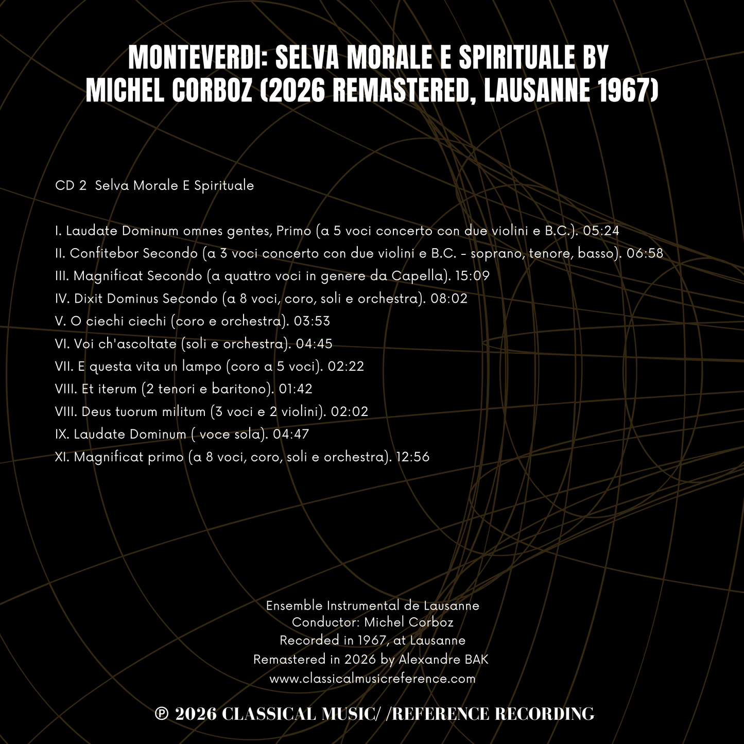 Monteverdi: Selva Morale E Spirituale by Michel Corboz (2026 Remastered, Lausanne 1967) - CMRR Music Publishing
