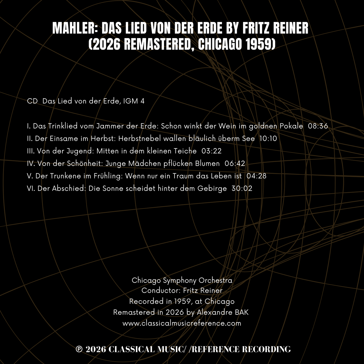 Mahler: Das Lied von der Erde by Fritz Reiner (2026 Remastered, Chicago 1959)