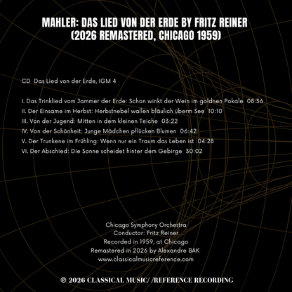 Mahler: Das Lied von der Erde by Fritz Reiner (2026 Remastered, Chicago 1959)