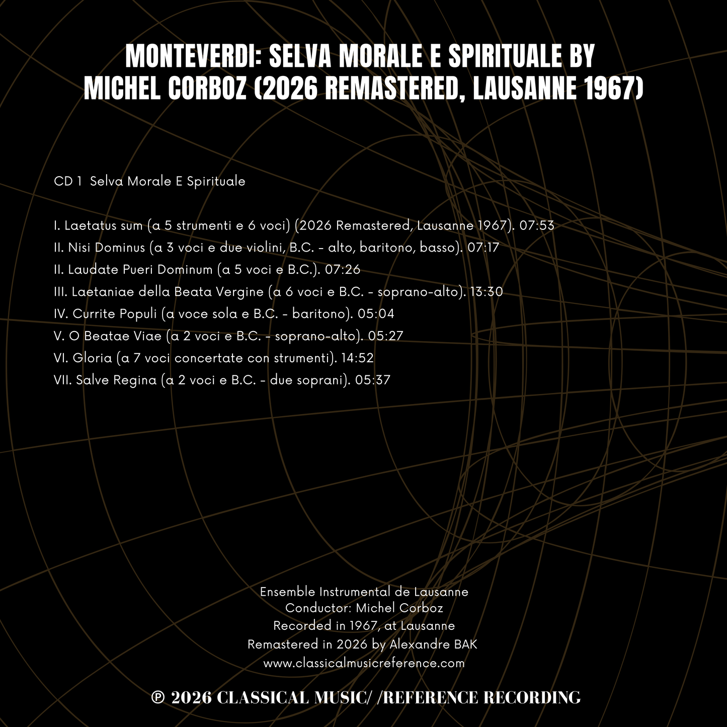 Monteverdi: Selva Morale E Spirituale by Michel Corboz (2026 Remastered, Lausanne 1967) - CMRR Music Publishing