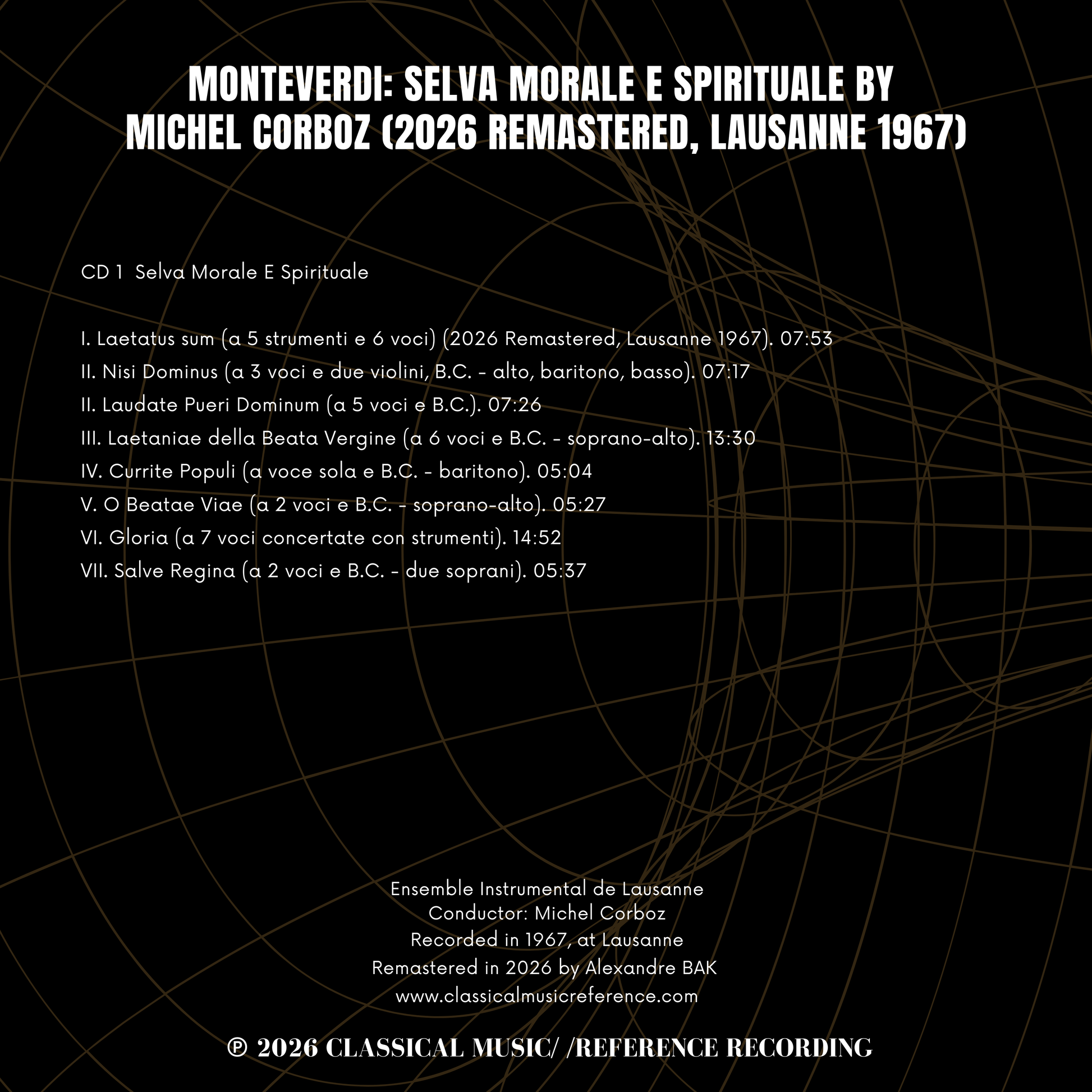 Monteverdi: Selva Morale E Spirituale by Michel Corboz (2026 Remastered, Lausanne 1967) - CMRR Music Publishing