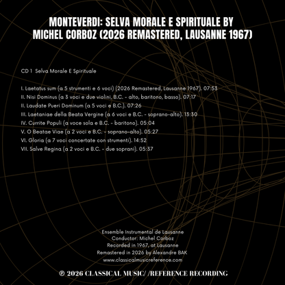 Monteverdi: Selva Morale E Spirituale by Michel Corboz (2026 Remastered, Lausanne 1967) - CMRR Music Publishing