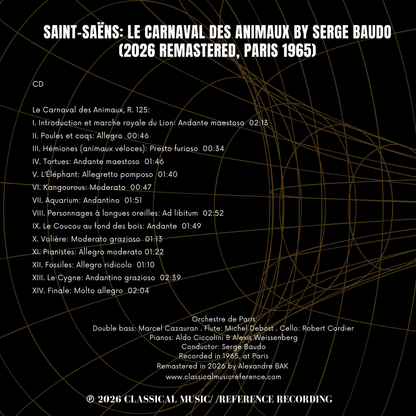 Saint-Saëns: Le Carnaval des Animaux by Serge Baudo (2026 Remastered, Paris 1965)