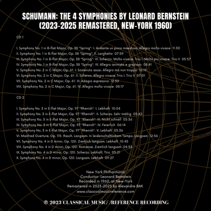 Schumann: The 4 Symphonies by Leonard Bernstein (2023-25 Remastered, New-York 1960)