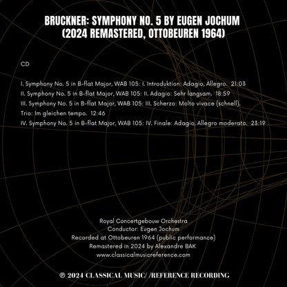 Bruckner: Symphony No. 5 by Eugen Jochum (2024 Remastered, Ottobeuren 1964) - CMRR Music Publishing