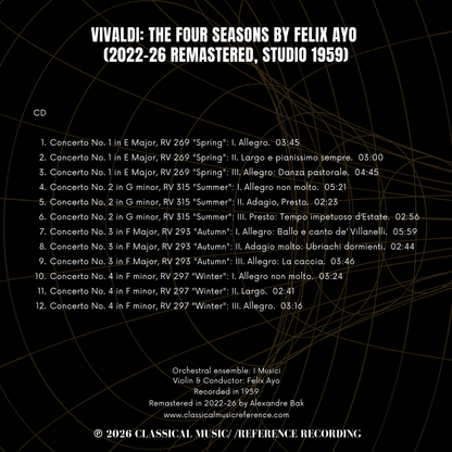 Vivaldi: The Four Seasons by Felix Ayo (2022-26 Remastered, Studio 1959)
