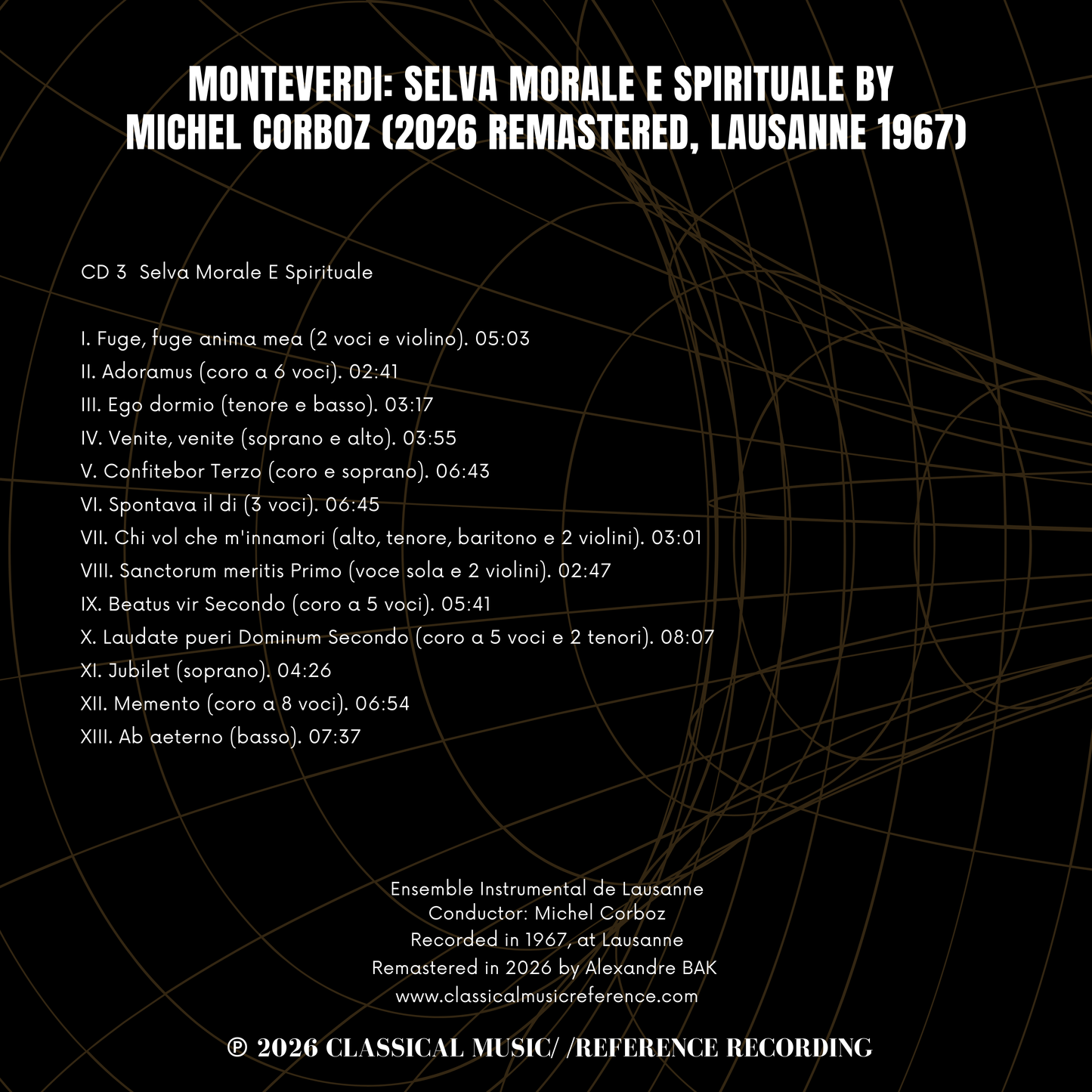 Monteverdi: Selva Morale E Spirituale by Michel Corboz (2026 Remastered, Lausanne 1967) - CMRR Music Publishing