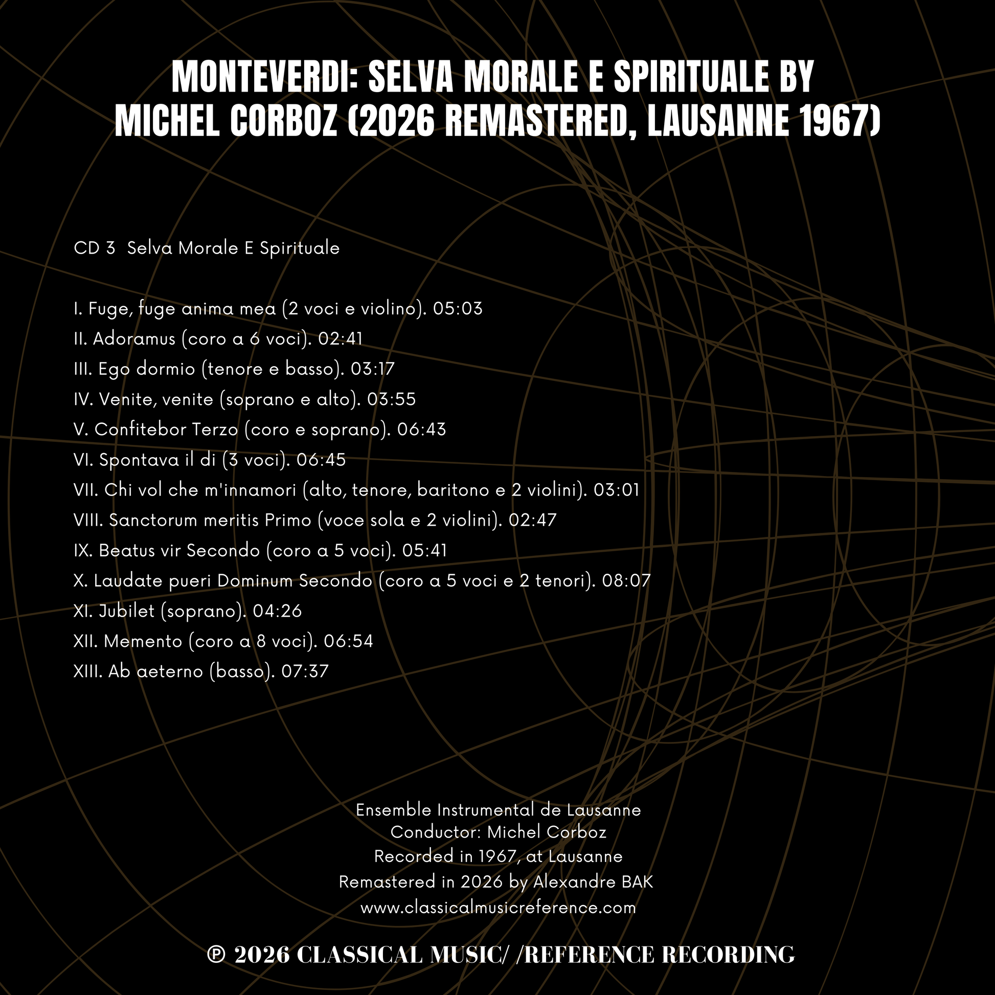 Monteverdi: Selva Morale E Spirituale by Michel Corboz (2026 Remastered, Lausanne 1967) - CMRR Music Publishing