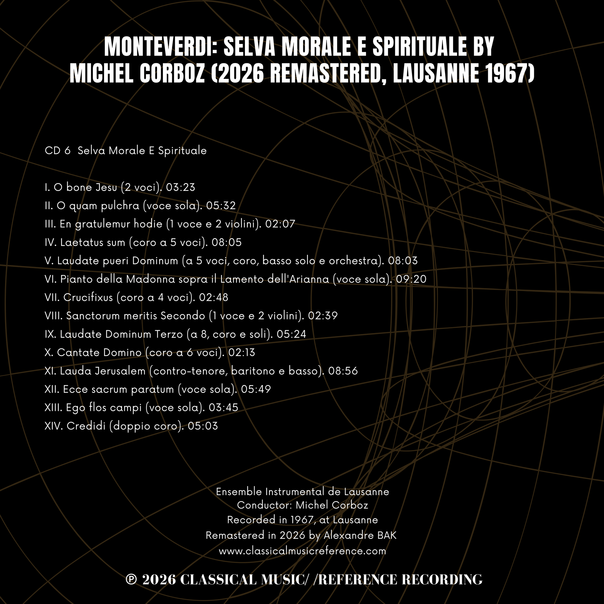 Monteverdi: Selva Morale E Spirituale by Michel Corboz (2026 Remastered, Lausanne 1967) - CMRR Music Publishing