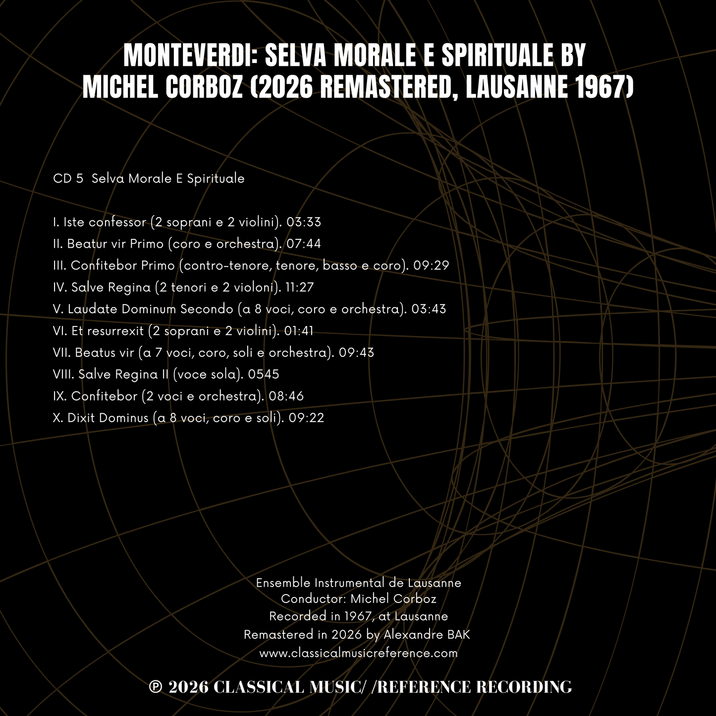 Monteverdi: Selva Morale E Spirituale by Michel Corboz (2026 Remastered, Lausanne 1967) - CMRR Music Publishing