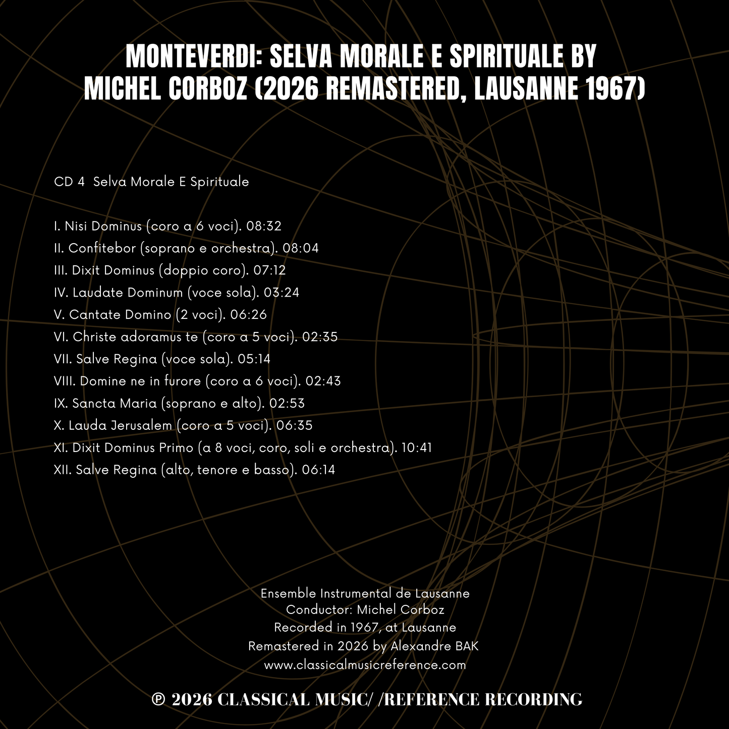 Monteverdi: Selva Morale E Spirituale by Michel Corboz (2026 Remastered, Lausanne 1967) - CMRR Music Publishing