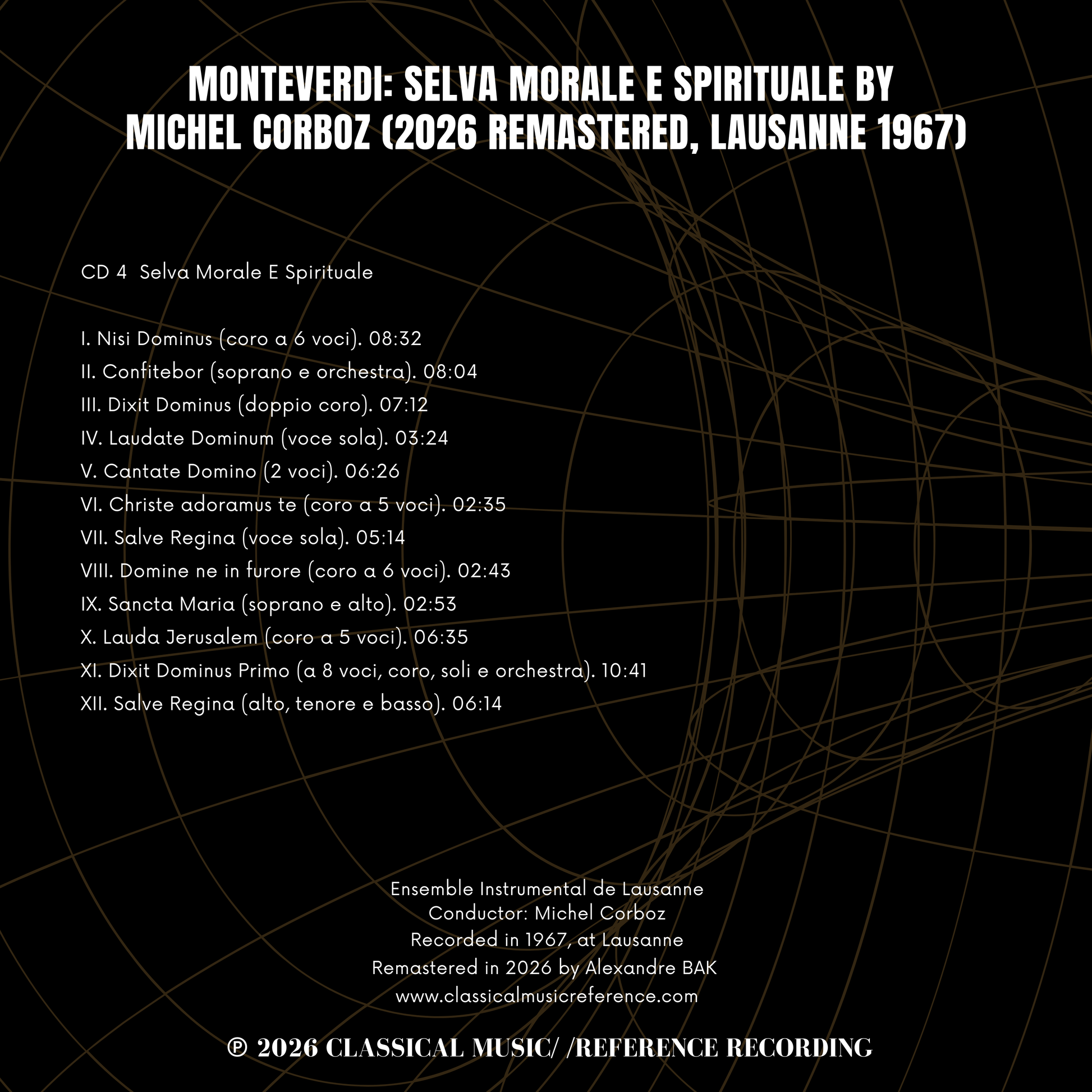Monteverdi: Selva Morale E Spirituale by Michel Corboz (2026 Remastered, Lausanne 1967) - CMRR Music Publishing